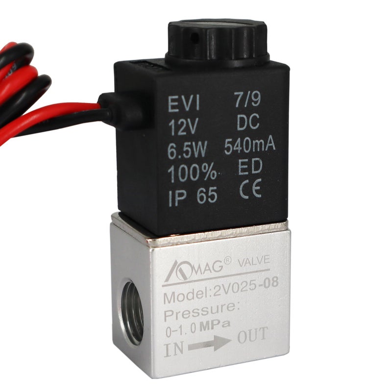 AOMAG 1/4inch DC 12V 2 Way Normally Closed Electric Solenoid Air Valve - Image 2